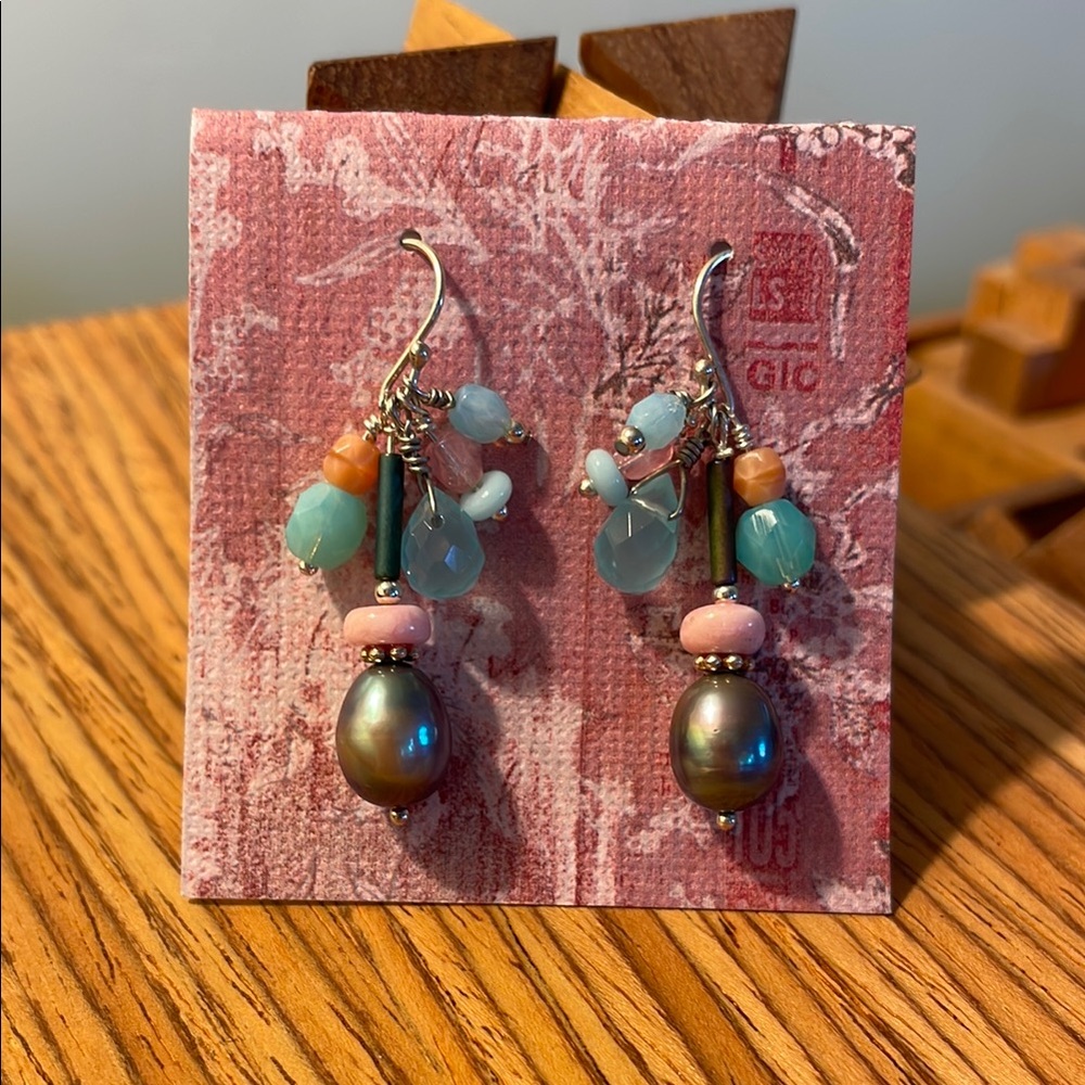 Multi-Color Uncultured Pearl Dangle Earrings